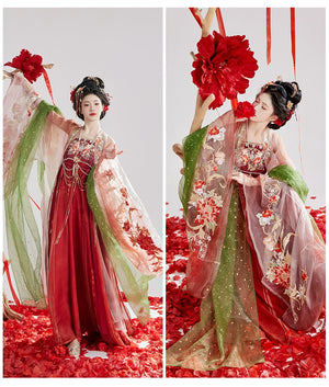 Discover red traditional hanfu for women with elegant hanfu sleeves, intricate hanfu patterns, and layered designs. Perfect as a princess hanfu dress, fairy hanfu dress, or sexy hanfu, it’s ideal for hanfu cosplay, hanfu dance style, or casual wear. Shop plus size hanfu, hanfu skirts, and more at our trusted hanfu shop, featuring hanfu for sale from top chinese clothing brands and the best Chinese designer clothing websites.