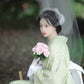 High-end lace Taisho Roman style modified kimono retro dress avocado green