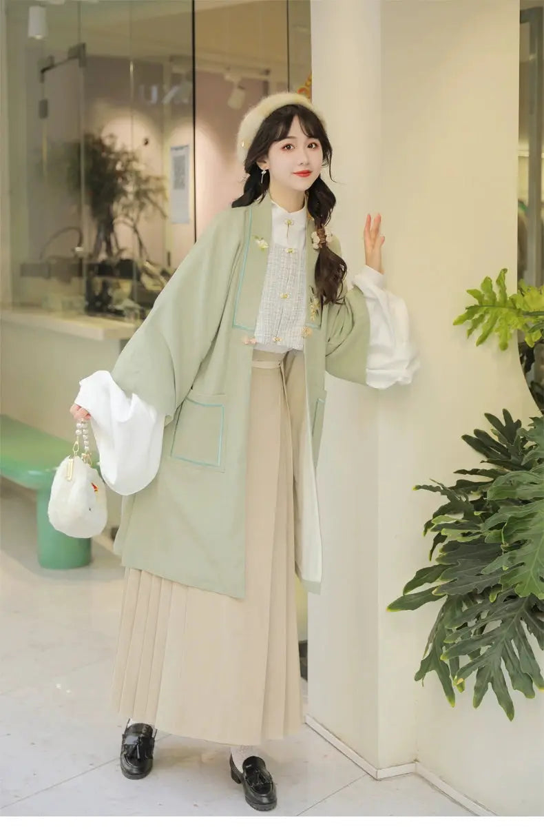 This green modern hanfu blends tradition and style with hanfu sleeves, a chic hanfu jacket, and elegant hanfu patterns. Perfect as a princess hanfu dress, fairy hanfu dress, or casual hanfu, it’s ideal for hanfu cosplay or everyday wear. Inspired by Ming Dynasty hanfu, this modern hanfu dress suits hanfu women for any occasion. Looking for winter hanfu or wondering where to buy hanfu? Visit our hanfu shop for the best green hanfu and modernised hanfu designs.