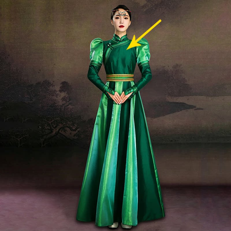 Women's Mongolian robe green dress vest high-end ethnic dress - Purple hat / one size fits all Women's Mongolian robe green dress vest high-end ethnic dress - Purple hat / one size fits all