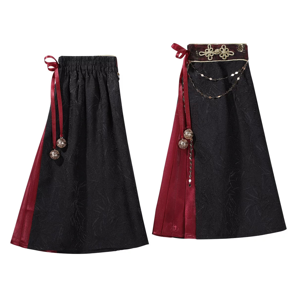 Pair of red and black flared leg covers