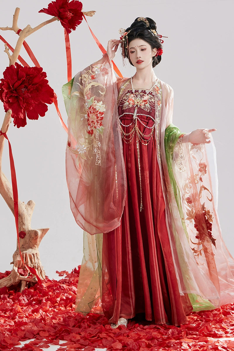 Discover red traditional hanfu for women with elegant hanfu sleeves, intricate hanfu patterns, and layered designs. Perfect as a princess hanfu dress, fairy hanfu dress, or sexy hanfu, it’s ideal for hanfu cosplay, hanfu dance style, or casual wear. Shop plus size hanfu, hanfu skirts, and more at our trusted hanfu shop, featuring hanfu for sale from top chinese clothing brands and the best Chinese designer clothing websites.