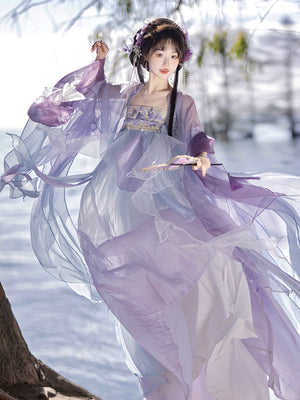 Step into the elegance of Tang Dynasty fashion with our Princess Dress Hanfu. This exquisite purple Hanfu features delicate fairy embroidery, capturing the timeless beauty of ancient Chinese attire. Explore our collection of traditional dresses, accessories, and sewing patterns, designed to celebrate the rich heritage of Hanfu fashion. Elevate your style and embrace the allure of classical Chinese elegance with our Princess Dress Hanfu.