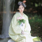 High-end lace Taisho Roman style modified kimono retro dress avocado green