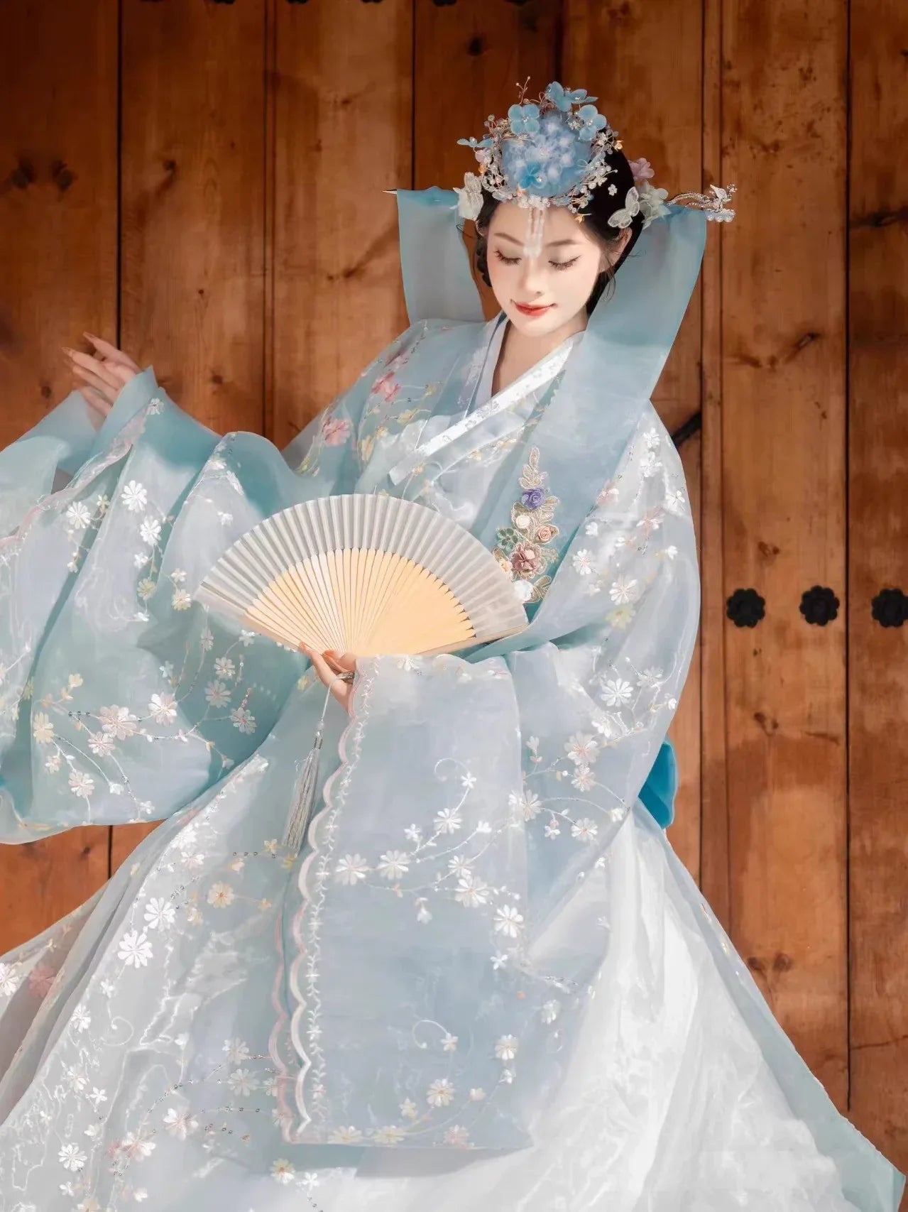 Court ancient women's wedding dress Korean traditional hanbok suit  clothing hairpin head flower free skirt support one size fits all