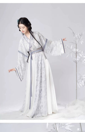 Ink Blue Jin Dynasty Hanfu Separates and 3-Piece Set - fit and drape view
