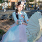 Blue Hanbok three-dimensional flower Korean clothes Yanji clothing