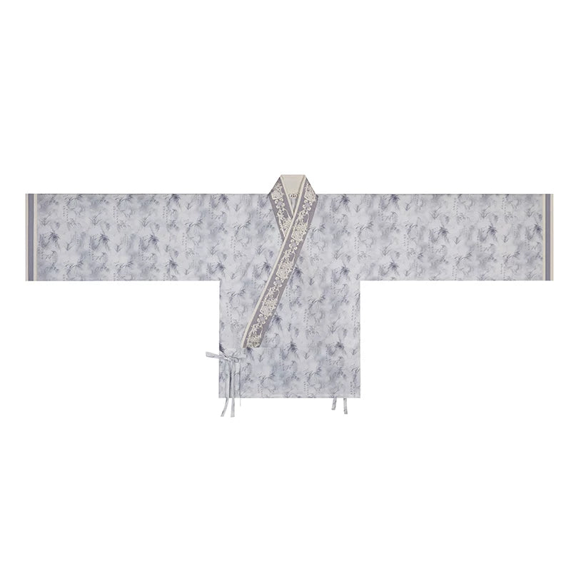 Ink Blue Jin Dynasty Hanfu Separates and 3-Piece Set - neckline and closure detail