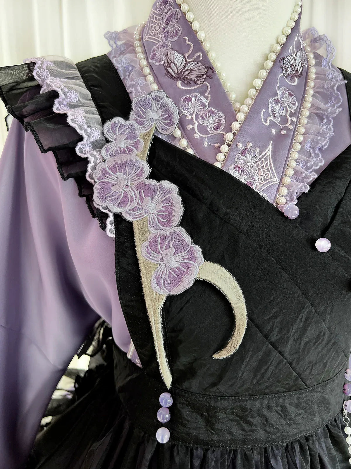 Chinese-Inspired Purple Lolita Dress – Elegant Daily Wear with Apron, Vintage Maid Style & Cottagecore Touch - Yandan_Hanfu