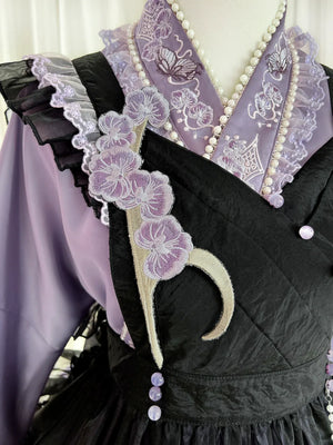 Chinese-Inspired Purple Lolita Dress – Elegant Daily Wear with Apron, Vintage Maid Style & Cottagecore Touch - Yandan_Hanfu