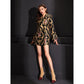 Modern jacquard Cheongsam blazer dress with detailed gold embroidery.