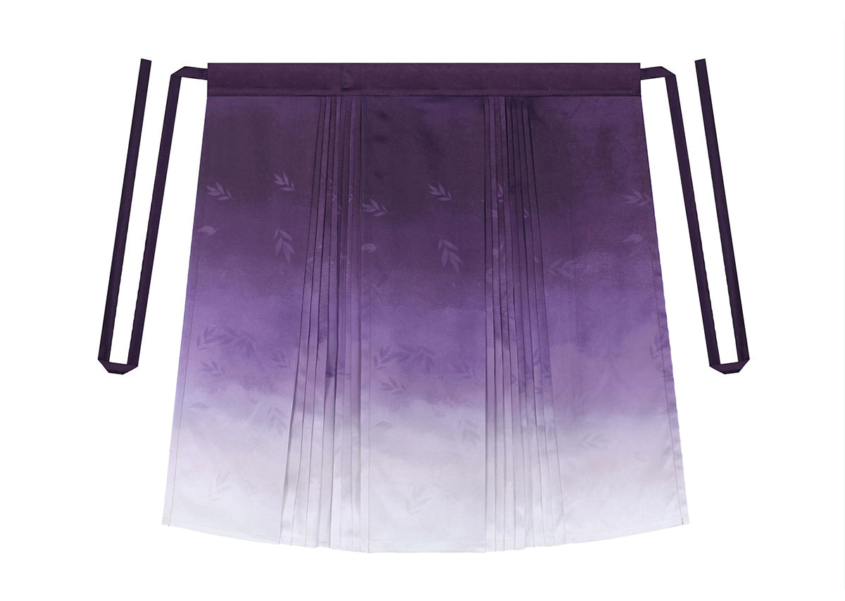 Ming style Hanfu aircraft sleeve top, dark purple gradient horse face skirt