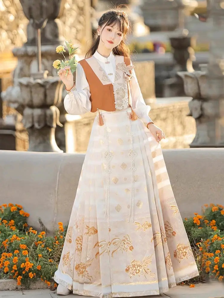 This orange modern hanfu with elegant hanfu sleeves and a chic hanfu jacket is perfect for hanfu women. Wear it as a princess hanfu dress, fairy hanfu dress, or casual hanfu. Inspired by Ming Dynasty hanfu, this modern hanfu dress pairs with a hanfu shirt for layering. Ideal for hanfu cosplay or as a winter hanfu, it’s available at our hanfu shop. Find the best modernised hanfu and orange hanfu styles for every occasion.