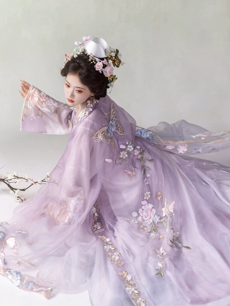Purple Song Dynasty embroidered big-sleeved Chinese Hanfu
