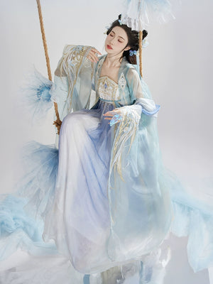 Discover blue traditional hanfu for women with elegant hanfu sleeves, intricate hanfu patterns, and layered designs. Perfect as a princess hanfu dress, fairy hanfu dress, or sexy hanfu, it’s ideal for hanfu cosplay, hanfu dance style, or casual wear. Shop plus size hanfu, hanfu skirts, and more at our trusted hanfu shop, featuring hanfu for sale from top chinese clothing brands and the best Chinese designer clothing websites. 