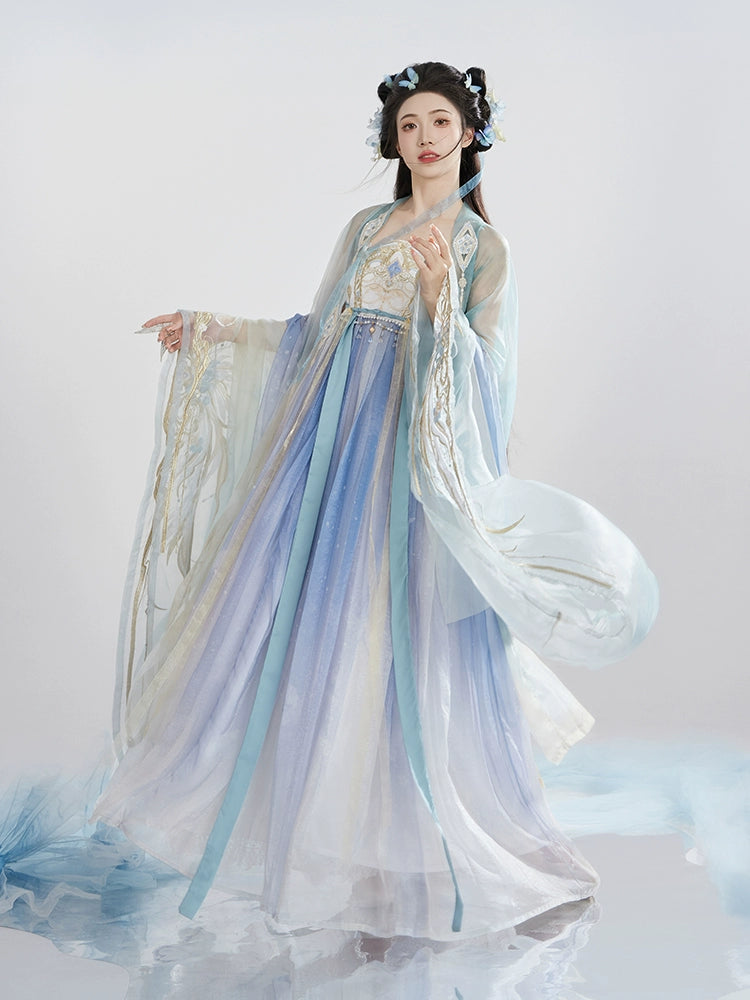 Discover blue traditional hanfu for women with elegant hanfu sleeves, intricate hanfu patterns, and layered designs. Perfect as a princess hanfu dress, fairy hanfu dress, or sexy hanfu, it’s ideal for hanfu cosplay, hanfu dance style, or casual wear. Shop plus size hanfu, hanfu skirts, and more at our trusted hanfu shop, featuring hanfu for sale from top chinese clothing brands and the best Chinese designer clothing websites. 