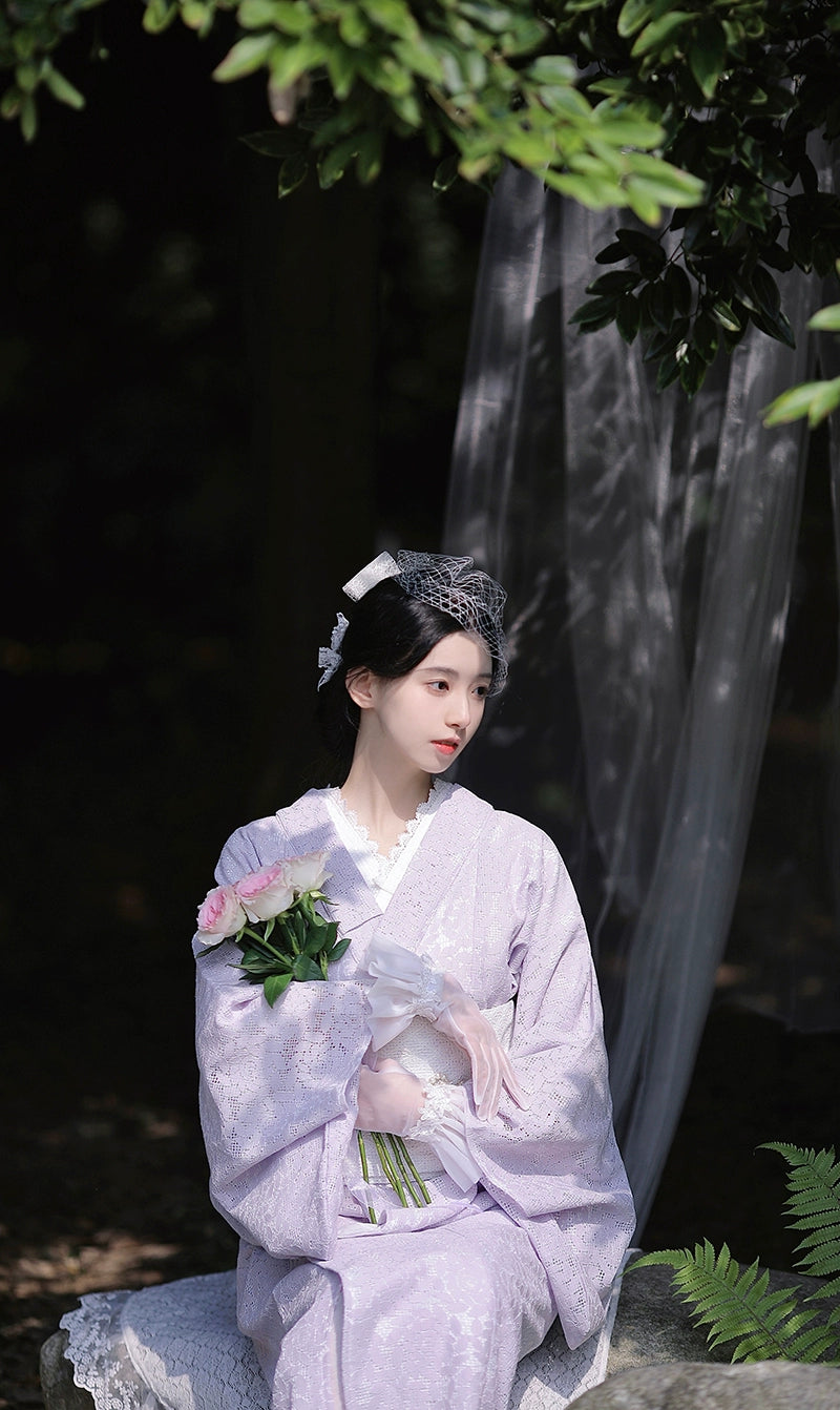 Purple high-end lace Taisho Romance modified kimono