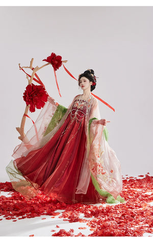 Discover red traditional hanfu for women with elegant hanfu sleeves, intricate hanfu patterns, and layered designs. Perfect as a princess hanfu dress, fairy hanfu dress, or sexy hanfu, it’s ideal for hanfu cosplay, hanfu dance style, or casual wear. Shop plus size hanfu, hanfu skirts, and more at our trusted hanfu shop, featuring hanfu for sale from top chinese clothing brands and the best Chinese designer clothing websites.