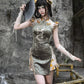 Spring Dragon Festival, Embroidered Short Cheongsam Dress Halloween