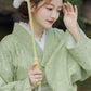 High-end lace Taisho Roman style modified kimono retro dress avocado green