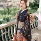 Japanese Kimono Retro Gorgeous Small Sleeve Improved Kimono Black Butterfly