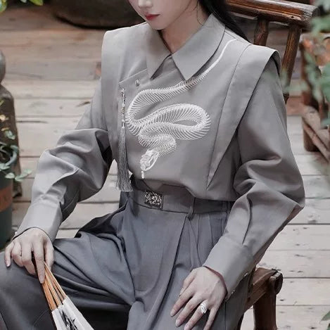 [Snake Bone] New Chinese  embroidered shirt for men and women