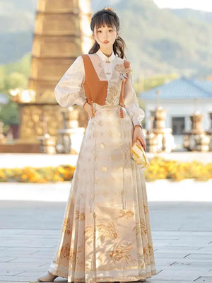 This orange modern hanfu with elegant hanfu sleeves and a chic hanfu jacket is perfect for hanfu women. Wear it as a princess hanfu dress, fairy hanfu dress, or casual hanfu. Inspired by Ming Dynasty hanfu, this modern hanfu dress pairs with a hanfu shirt for layering. Ideal for hanfu cosplay or as a winter hanfu, it’s available at our hanfu shop. Find the best modernised hanfu and orange hanfu styles for every occasion.