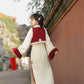 autumn and winter lolita spring dawn Chinese style short vest new year red robe long sleeve op cheongsam dress