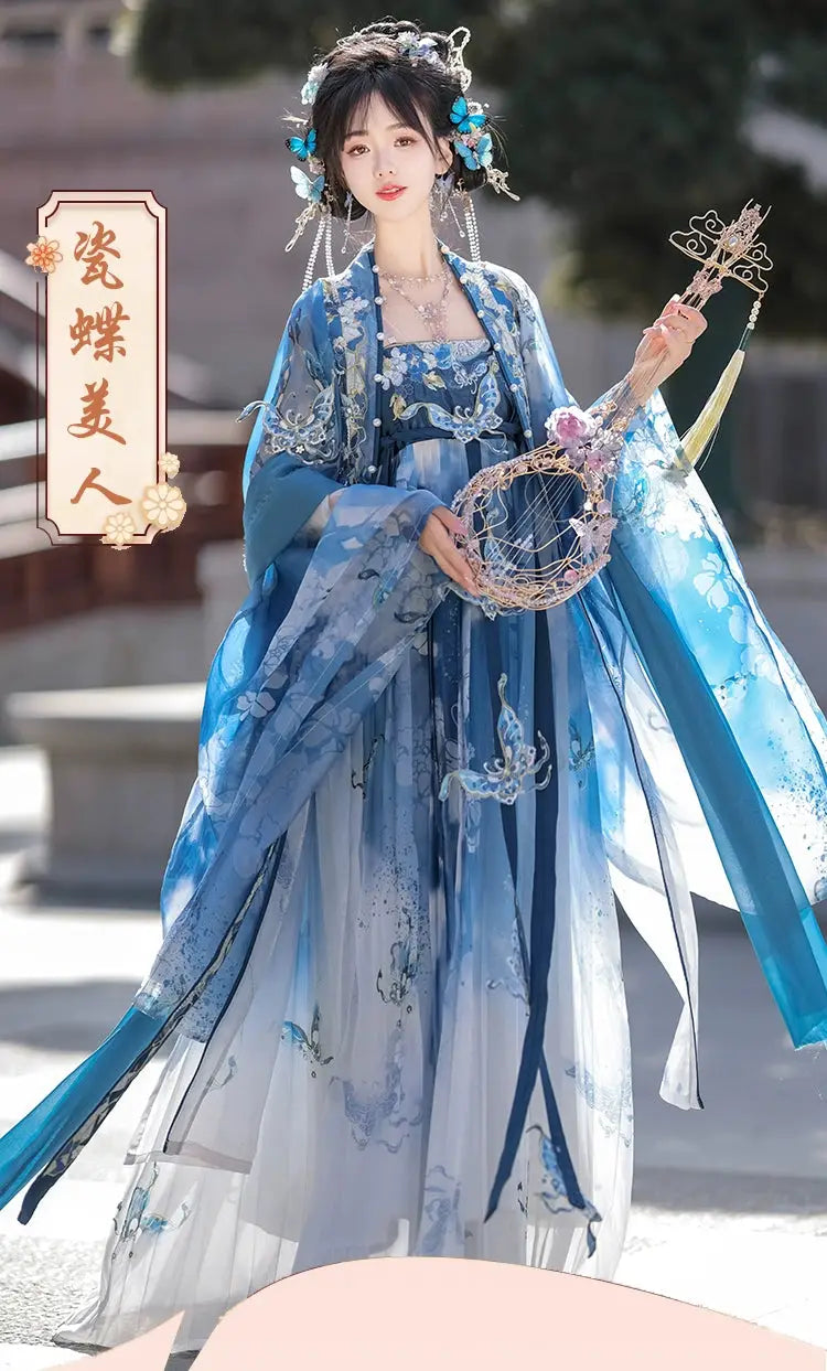 This blue hanfu for women features elegant hanfu sleeves, intricate hanfu patterns, and layered designs. Perfect as a princess hanfu dress, fairy hanfu dress, or sexy hanfu, it’s inspired by Tang Dynasty hanfu and ideal for hanfu cosplay or hanfu dance styles. Shop plus size hanfu, hanfu skirts, and more at our trusted hanfu shop. Wondering where to buy hanfu? Explore hanfu for sale from top Chinese clothing brands and the best Chinese designer clothing websites at our Chinese clothing store online.