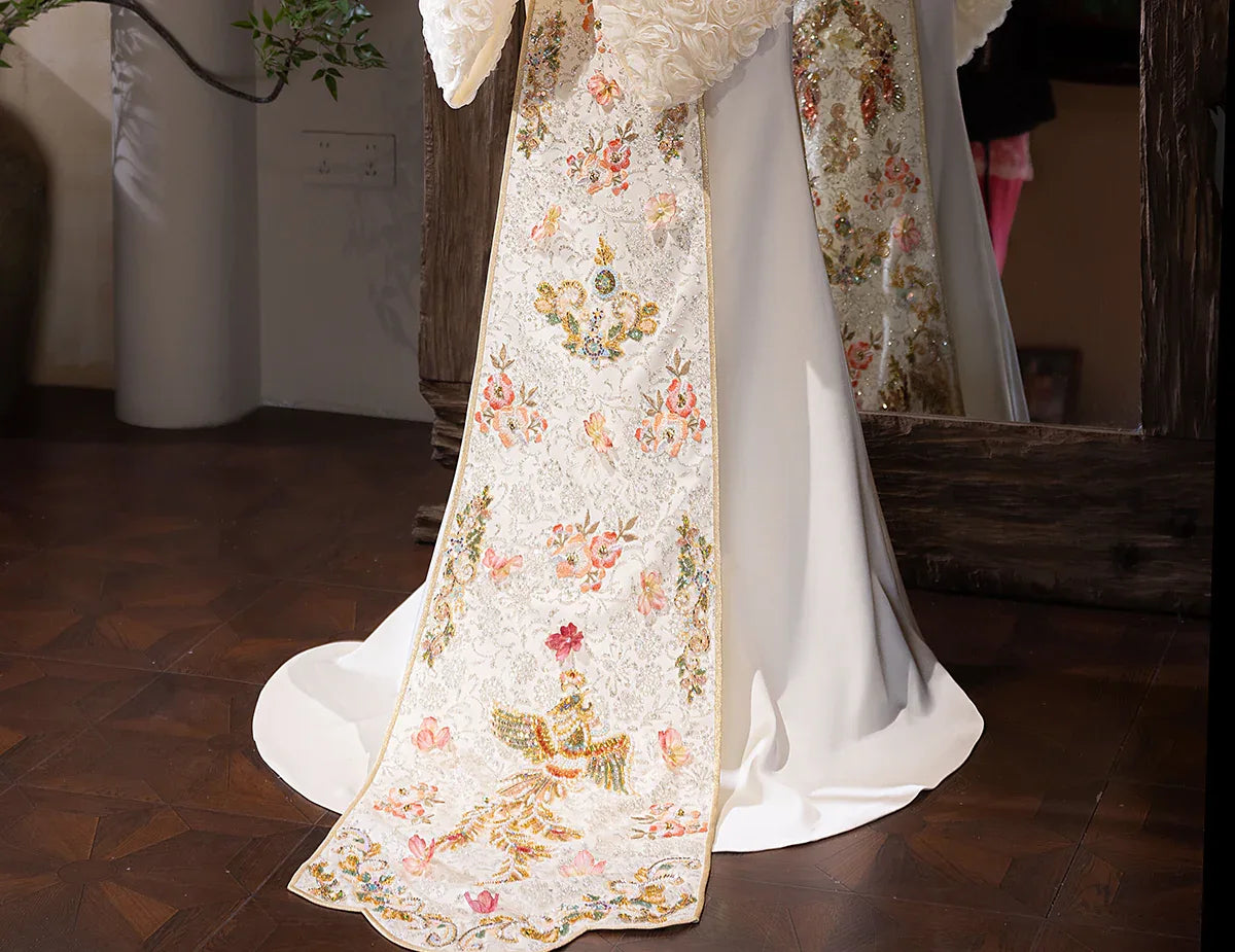 Elegant Toast Dress Modern Chinese Gown with Exquisite Embroidery f Yandan_Hanfu Elegant Toast Dress Modern Chinese Gown with Exquisite Embroidery f Yandan_Hanfu