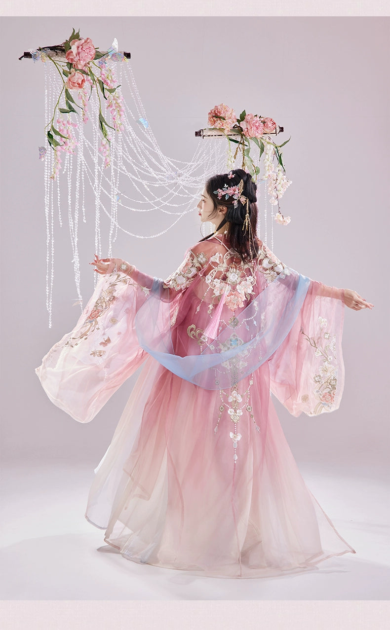 Original Hanfu Female Embroidered Hezi Skirt Improved Han Element Chest length Tang Spring Style Set
