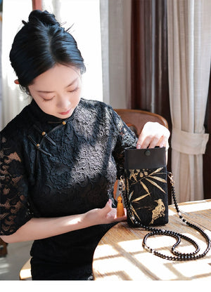 Bamboo & Bird Motif Bag | Modern Take on Vintage Crossbody