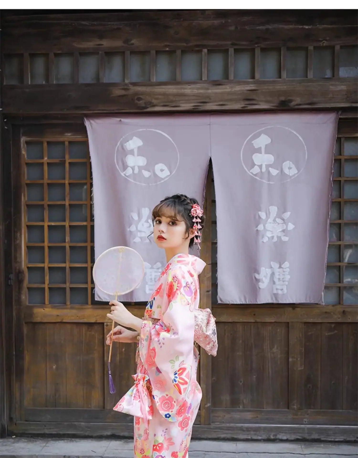 japanese dress modern female Cherry Blossom Pink Kimono - Japanese Kimono Style