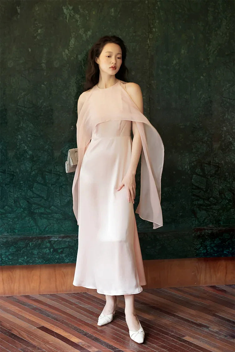 Silk Dress Pink Dress With Shawl Santana Strapless Scarf Mermaid Satin Formal Dress Windsor Silk Dress Pink Dress With Shawl Santana Strapless Scarf Mermaid Satin Formal Dress Windsor