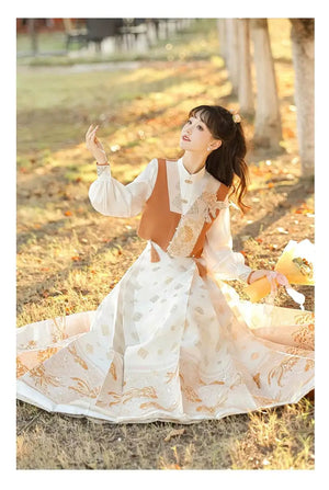 This orange modern hanfu with elegant hanfu sleeves and a chic hanfu jacket is perfect for hanfu women. Wear it as a princess hanfu dress, fairy hanfu dress, or casual hanfu. Inspired by Ming Dynasty hanfu, this modern hanfu dress pairs with a hanfu shirt for layering. Ideal for hanfu cosplay or as a winter hanfu, it’s available at our hanfu shop. Find the best modernised hanfu and orange hanfu styles for every occasion.