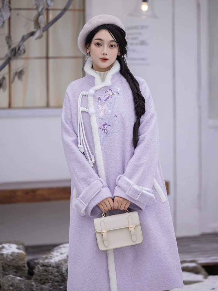 Iris set embroidery purple autumn and winter Hanfu