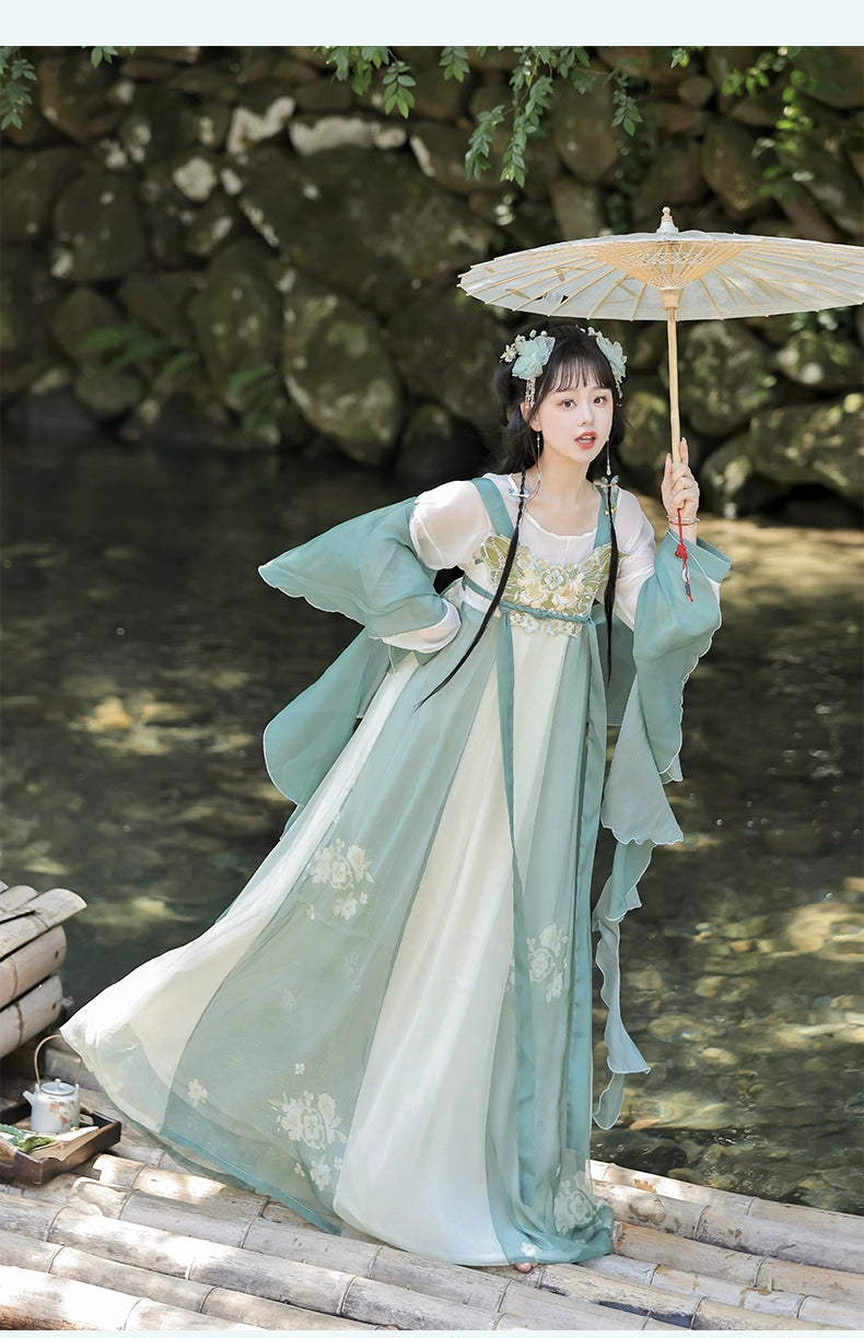 Discover green Traditional hanfu for women with elegant hanfu sleeves, intricate hanfu patterns, and layered designs. Perfect for princess hanfu dress, fairy hanfu dress, sexy hanfu, or hanfu cosplay. Pair with a hanfu skirt, hanfu coat, or dark green hanfu jacket. For men, shop modern hanfu male robes inspired by Tang Dynasty hanfu. Visit our hanfu shop for the best hanfu for sale. 