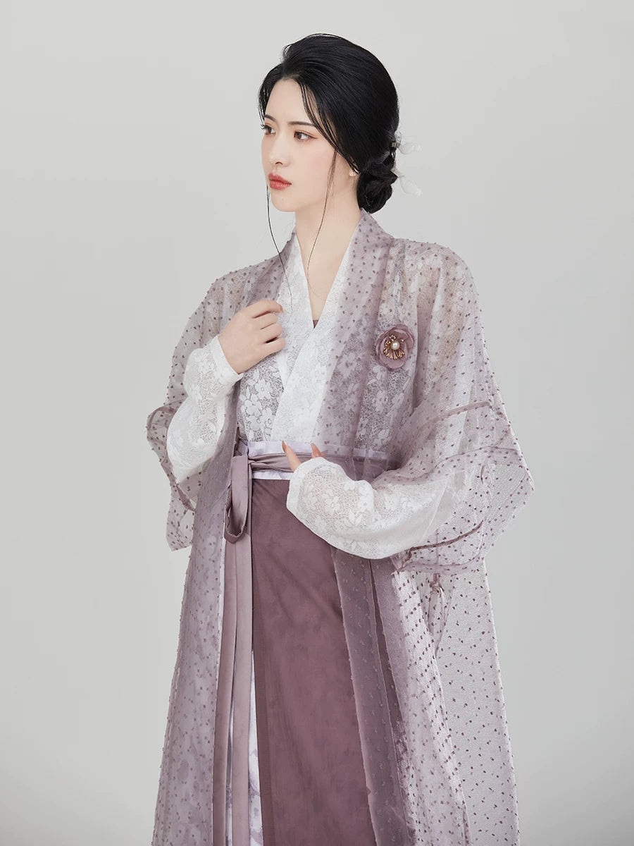 Song Style Modern Hanfu Separates and Spiral Skirt Set - garment silhouette view