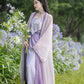 Monet Garden Pink Purple Oil Painting Sense Song Dress