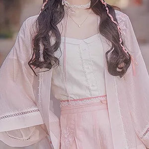 Peach Early Summer ivory camisole and pink beizi detail