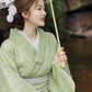 High-end lace Taisho Roman style modified kimono retro dress avocado green