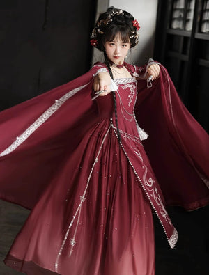 Discover a red modern hanfu with elegant hanfu sleeves, a stylish hanfu jacket, and timeless charm. Perfect for princess hanfu dress, fairy hanfu dress, or casual hanfu, it suits every hanfu woman. Pair with a hanfu shirt or wear it as a modern hanfu dress. Inspired by Ming Dynasty hanfu, it’s ideal for hanfu cosplay or as a cozy winter hanfu. Visit our hanfu shop for the best modernised hanfu and authentic blue hanfu.