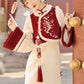 autumn and winter lolita spring dawn Chinese style short vest new year red robe long sleeve op cheongsam dress