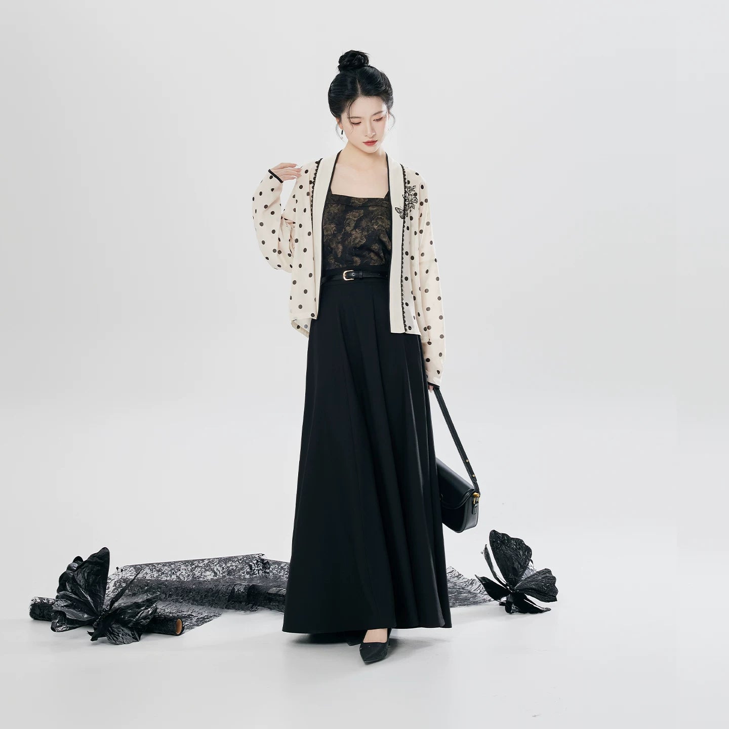Yunmo Xingshu three piece modern hanfu set with gifted belt