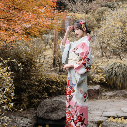 Pink Japanese Kimono Yukata Vintage Dress Improved Kimono