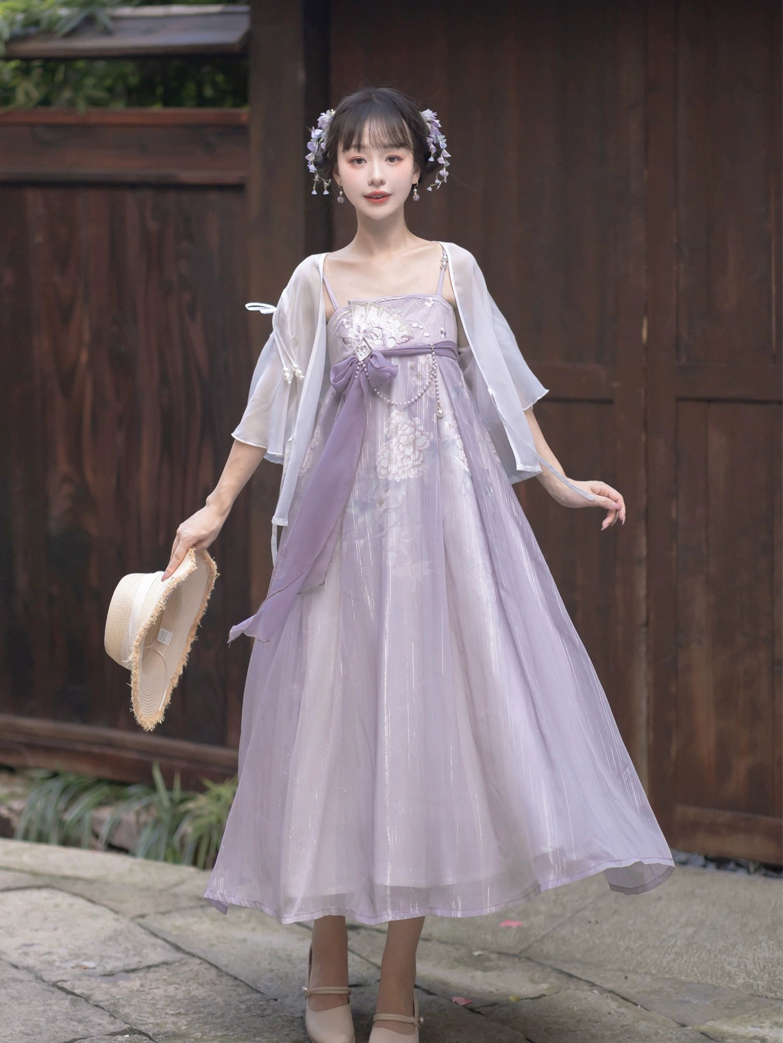 Purple daily Chinese style suspender skirt fairy style