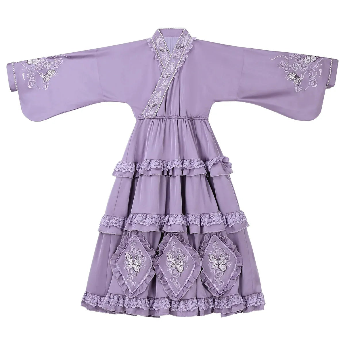 Chinese-Inspired Purple Lolita Dress – Elegant Daily Wear with Apron, Vintage Maid Style & Cottagecore Touch - Yandan_Hanfu