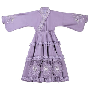 Chinese-Inspired Purple Lolita Dress – Elegant Daily Wear with Apron, Vintage Maid Style & Cottagecore Touch - Yandan_Hanfu