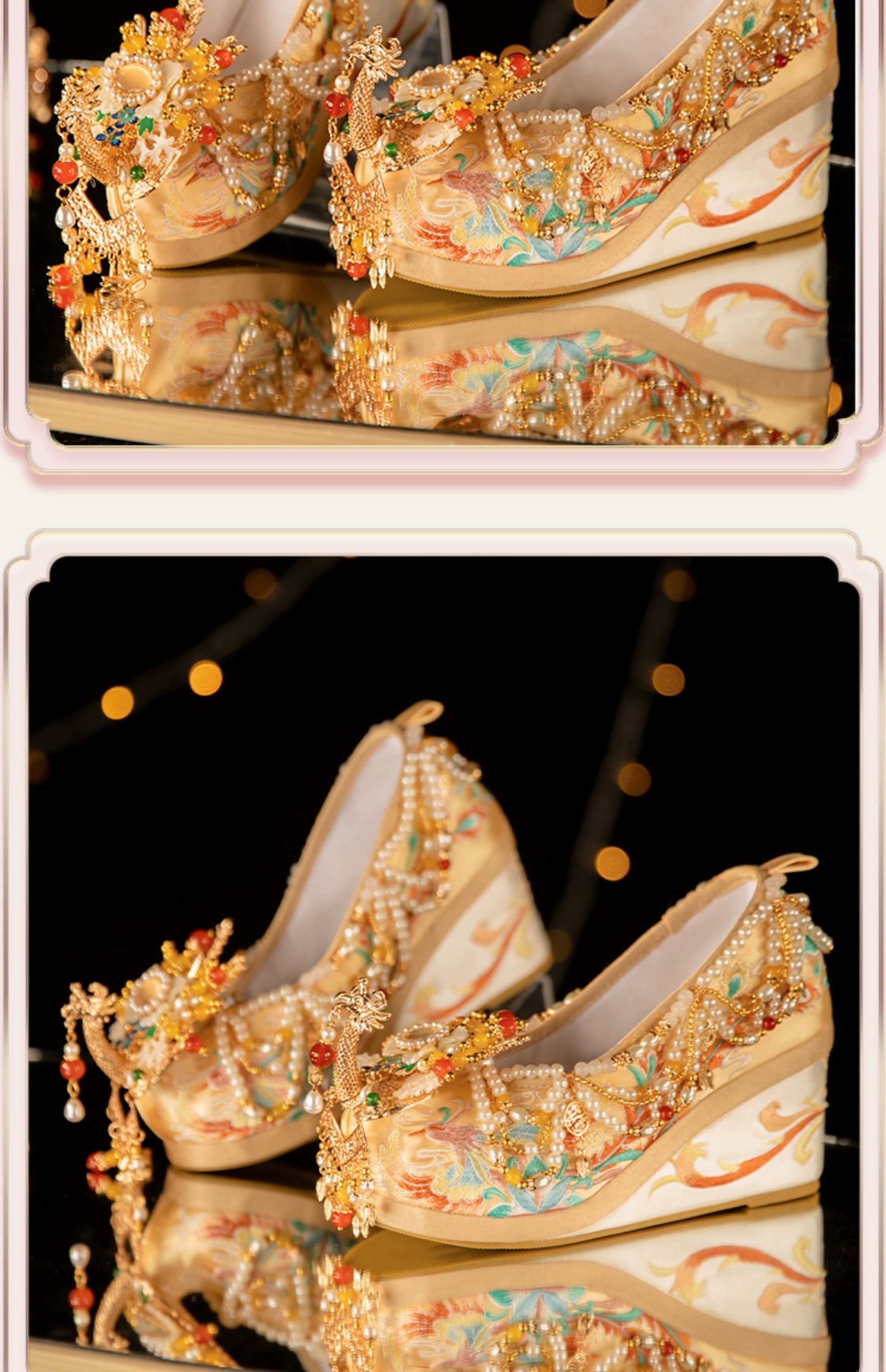 Champagne Golden Bride Chinese Wedding Shoes