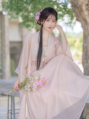 Peach Early Summer Hanfu long beizi jacket styling photo